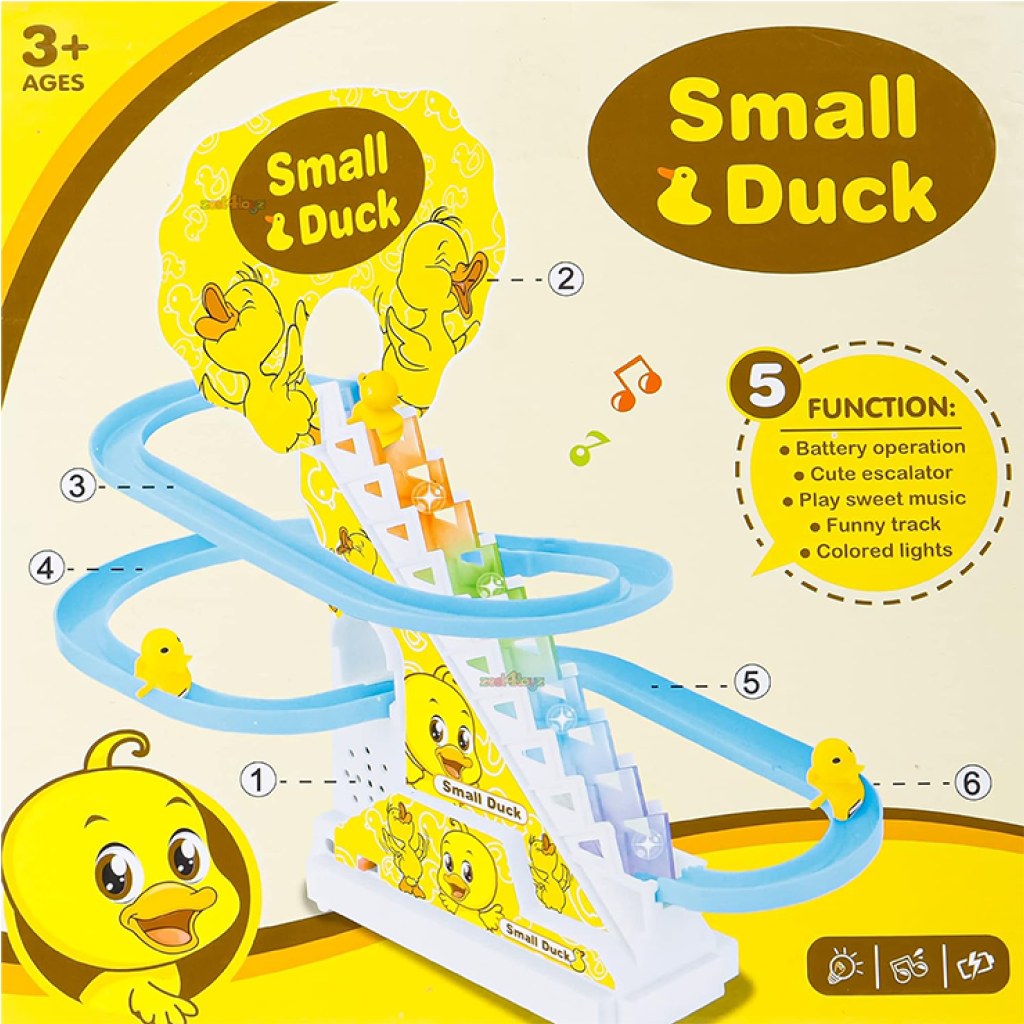 Duck Climbing Stairs Toy with Music & LED Lights – Automatic Escalator Slide Toy for Kids