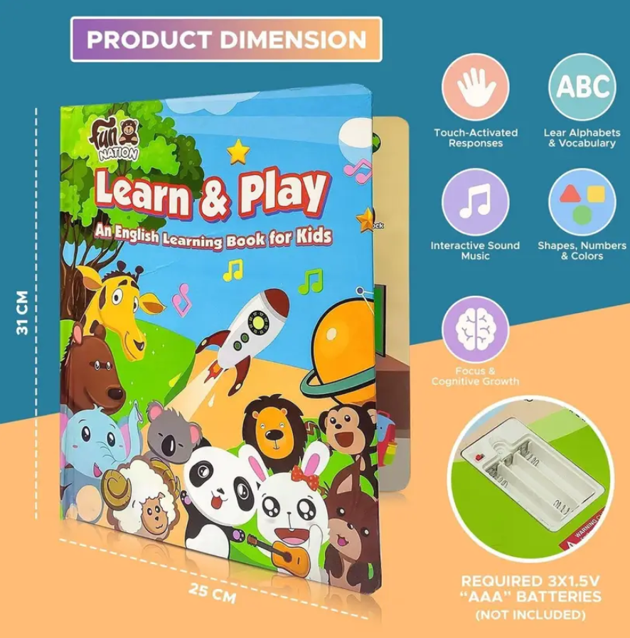 2026 Interactive Sound Book for Kids – Learn Alphabets, Numbers, Shapes & Phonics
