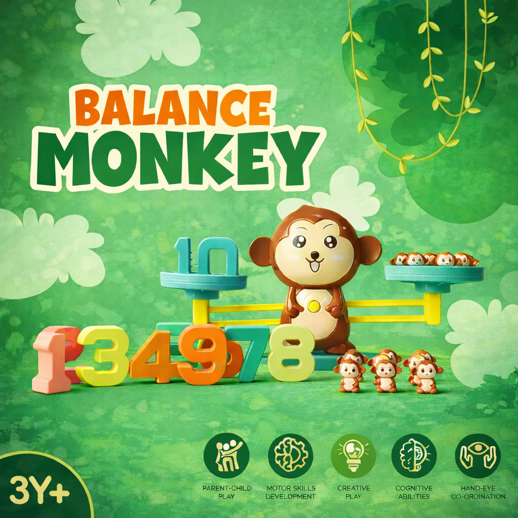 Balancing Math Toy for Kids | Educational Counting & Number Learning Activity | Preschool Game | Gift for Ages 3–8 (Monkey)