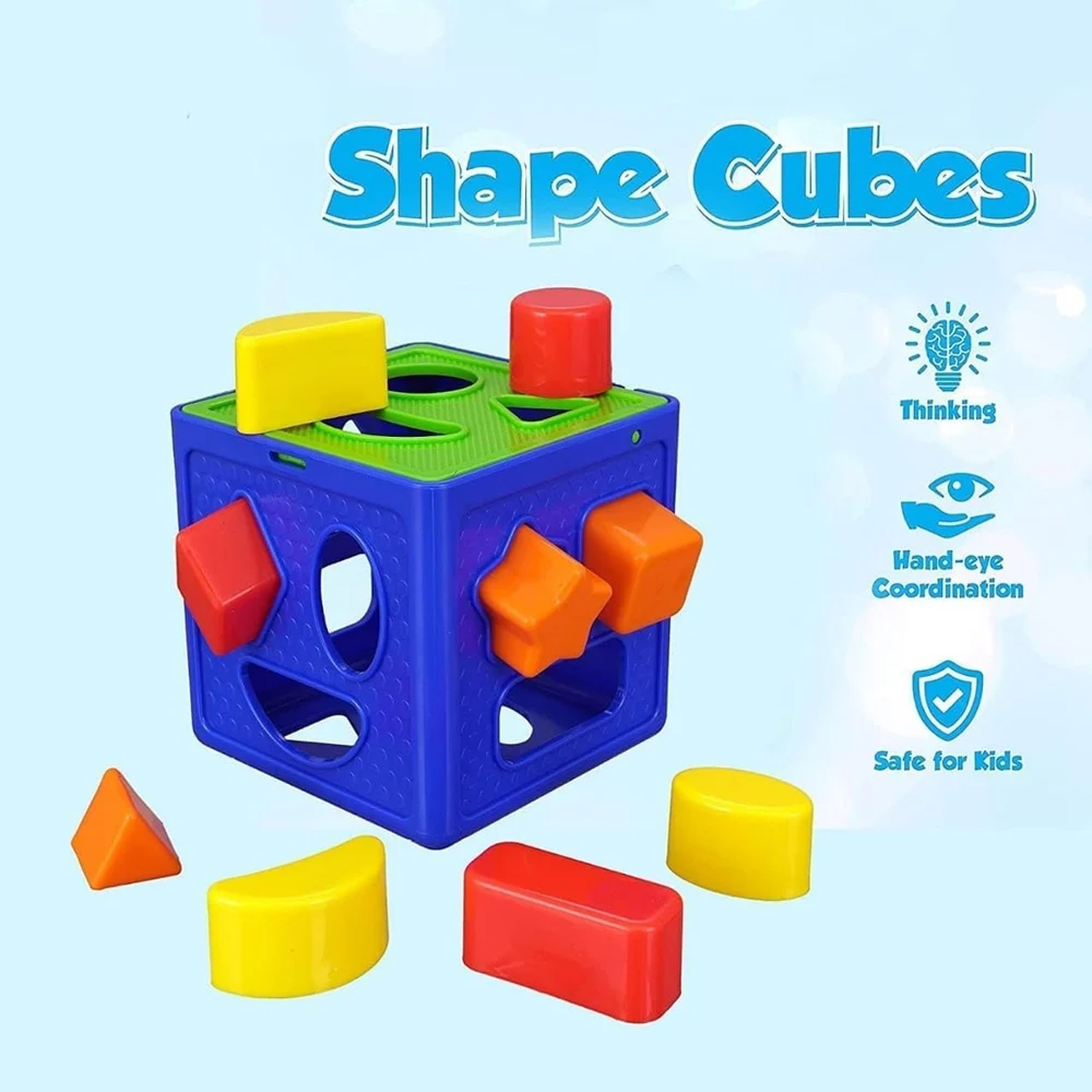 Shape Sorting Cube with 18 Shapes & Colors – Educational Learning Activity Toy for Kids Boys & Girls (2–4 Players)