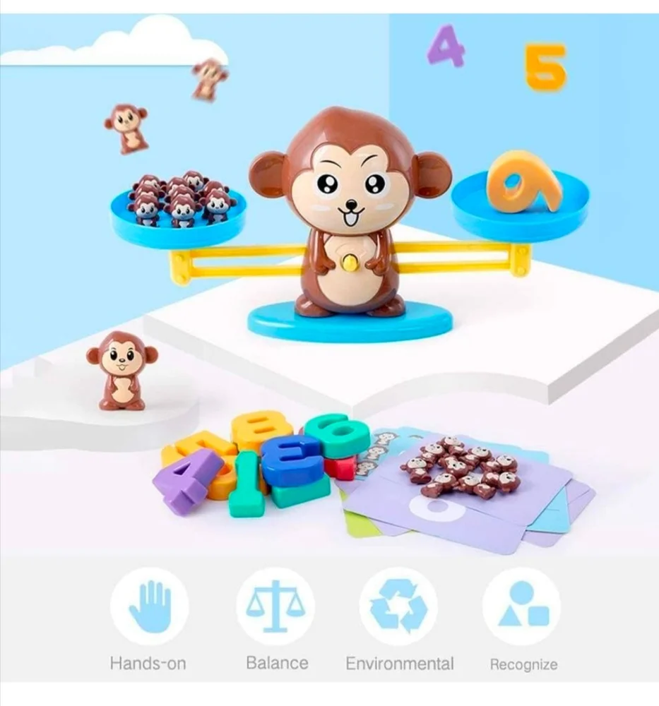 Balancing Math Toy for Kids | Educational Counting & Number Learning Activity | Preschool Game | Gift for Ages 3–8 (Monkey)