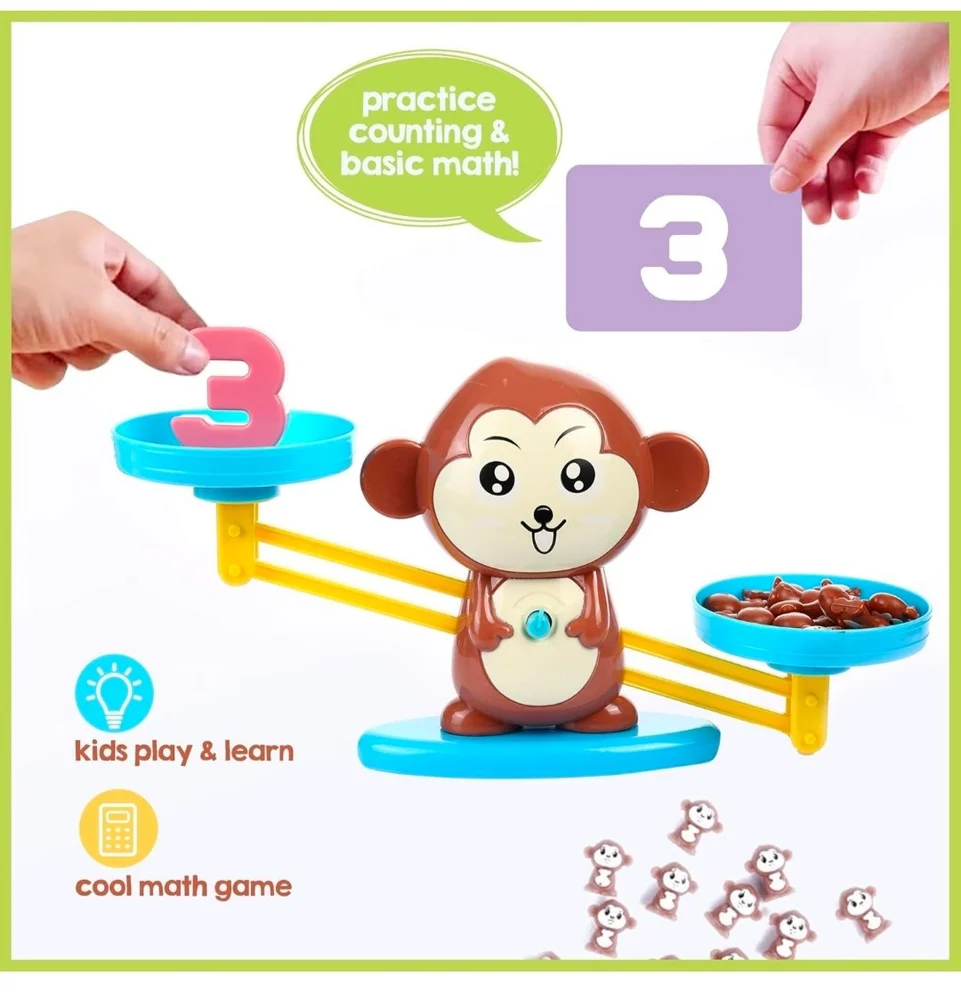 Balancing Math Toy for Kids | Educational Counting & Number Learning Activity | Preschool Game | Gift for Ages 3–8 (Monkey)